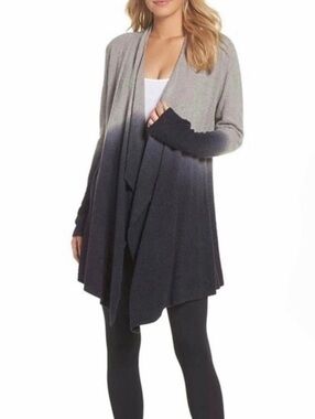 Barefoot Dreams Bamboo Chic Lite Ombre Calypso Wrap Cardigan Gray S/M